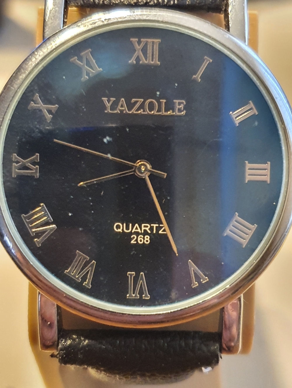 10/$20 Yazole Quartz Silver/Blue Leather Men's Watch
